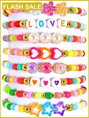 8-Pack Friendship Bracelet Set Stackable Adjustable Love Charms Boho Beaded